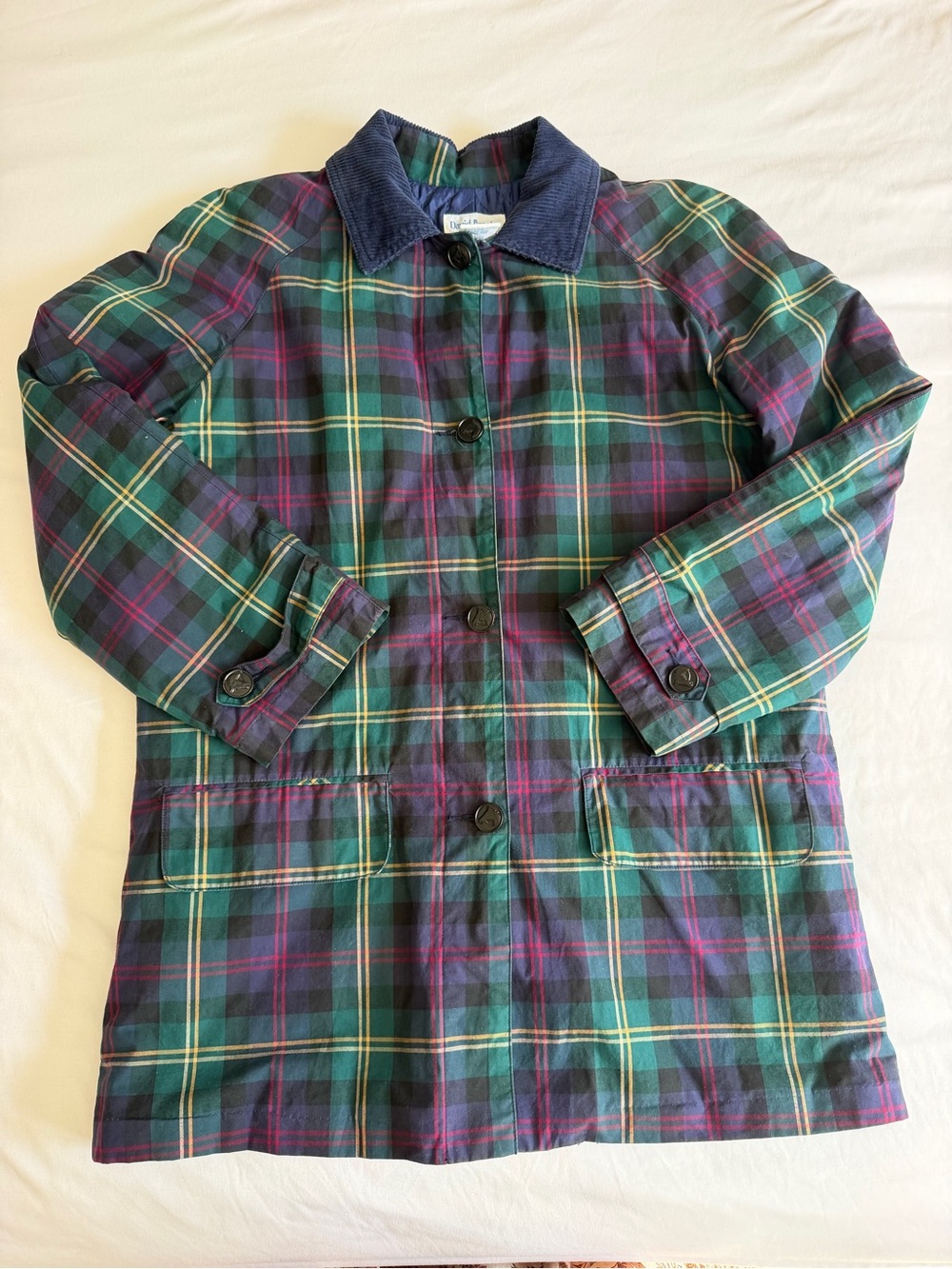 VTG 90s David Brooks 100% Cotton Plaid Collared Chore Barn Coat Jacket